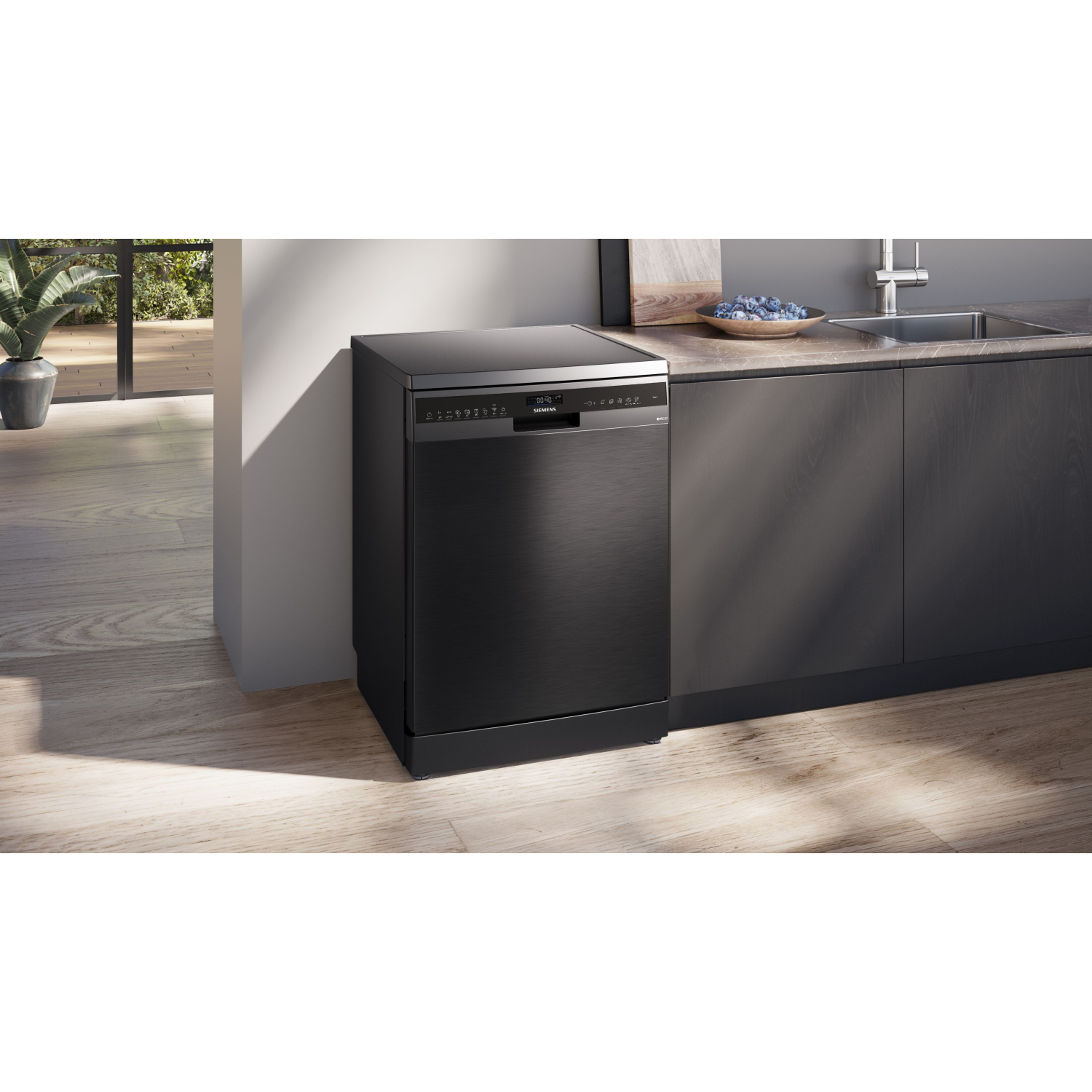 Siemens iQ500 Free-standing dishwasher 60 cm Brushed black steel anti-fingerprint full image