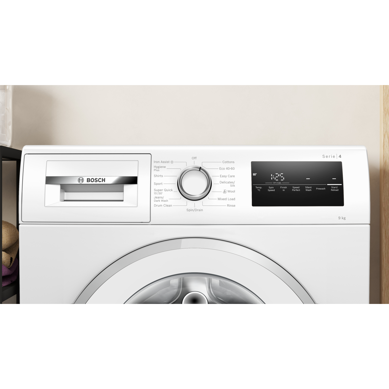 Bosch Series 4, Washing machine, front loader, 9 kg, max. 1400 rpm full image
