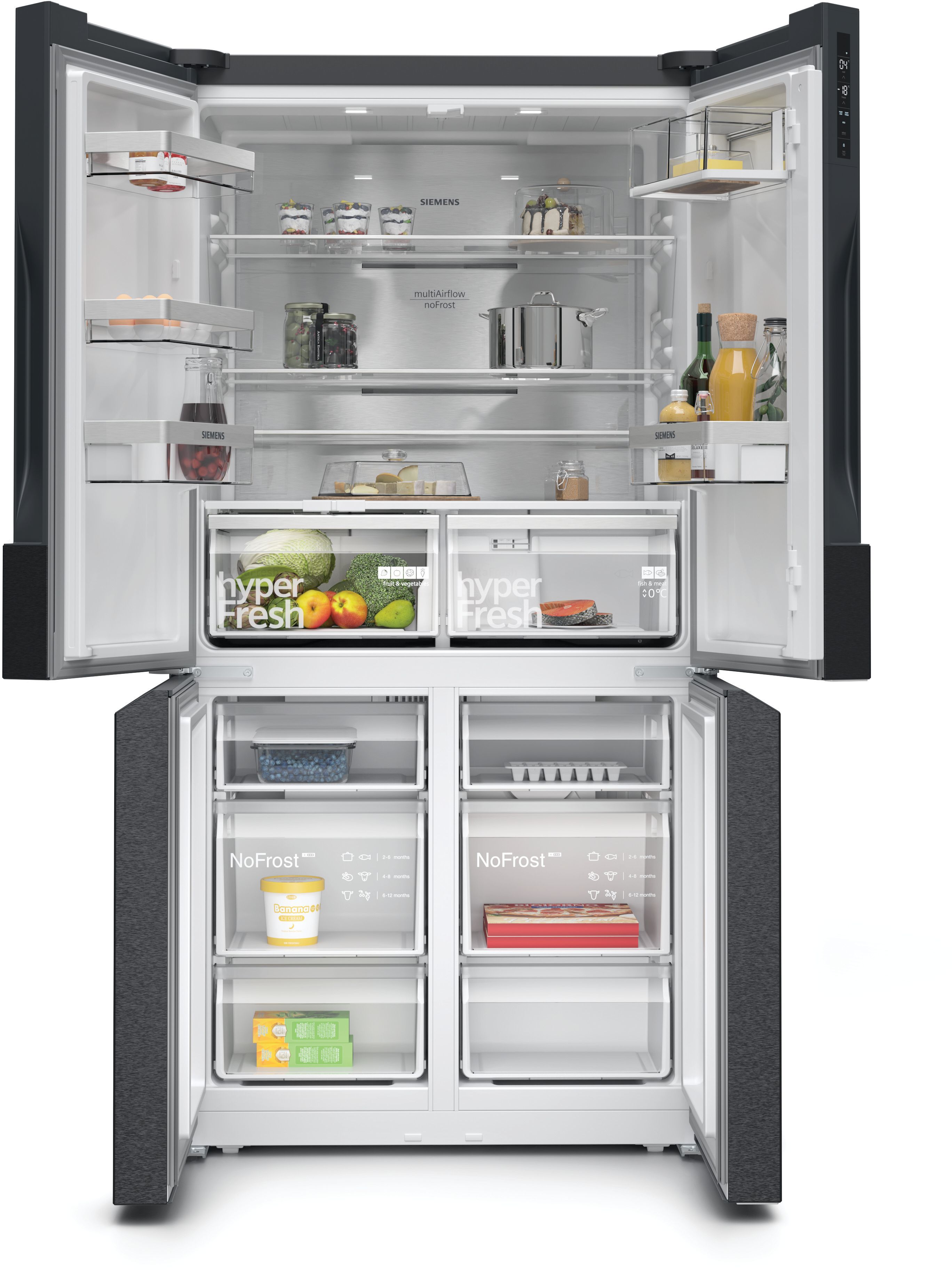 Siemens iQ300 Multi Door American Fridge Freezer 183 x 90.5 cm Brushed black steel antiFingerprint, Total noFrost thumbnail image