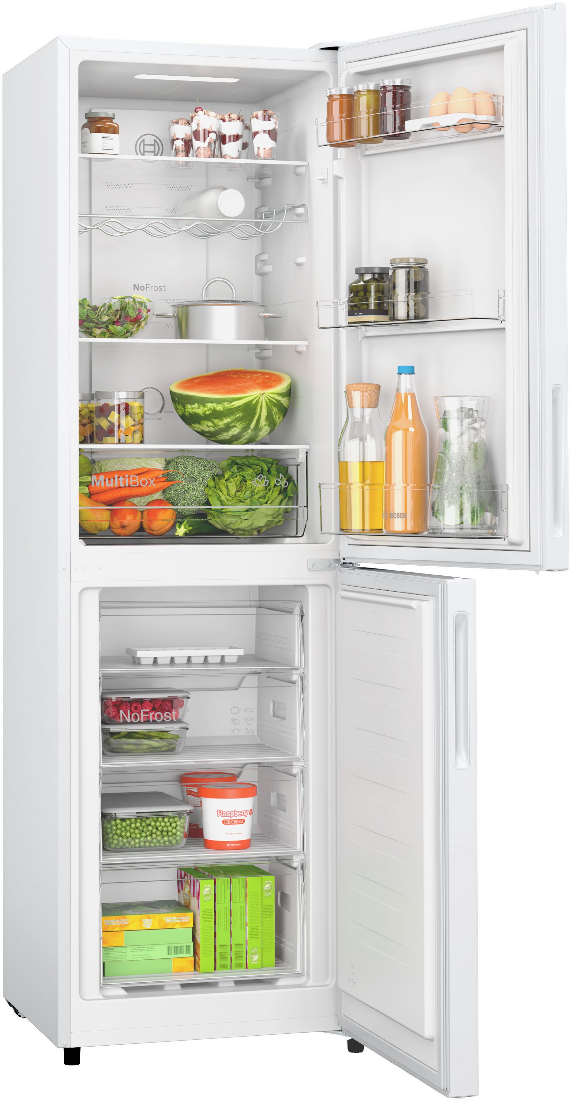 Bosch Series 2 Free-standing fridge-freezer with freezer at bottom 182.4 x 55 cm White thumbnail image