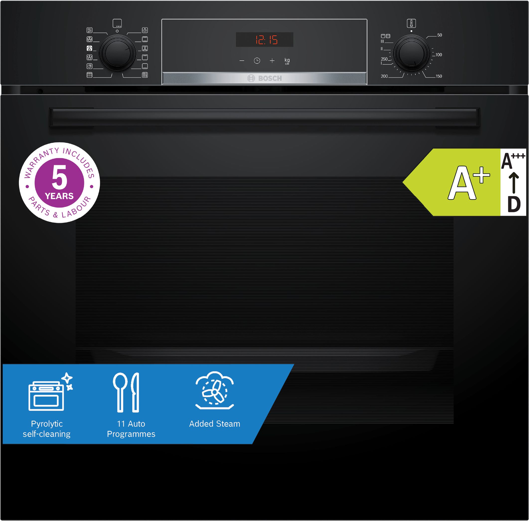 Bosch Series 4 Built-in oven with added steam function 60 x 60 cm Black thumbnail image